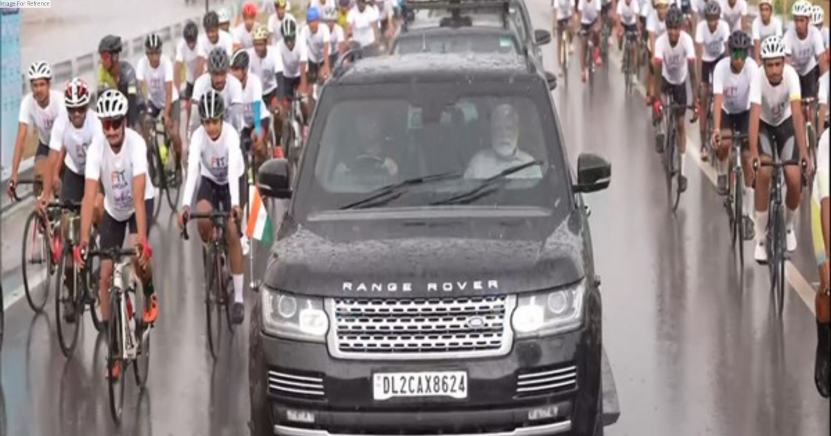 PM Modi holds road show accompanied by cyclists in Rajasthan's Bikaner